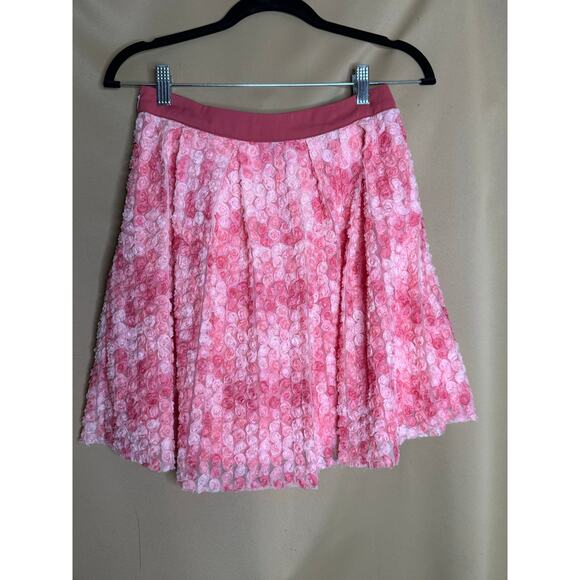 Unique Vintage Adorable Pink Mesh Rose Mini Skirt With Suspenders M 6 8 NWOT - Picture 4 of 8